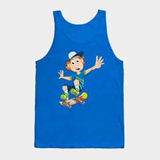 Colourful illustration of a boy on a skateboard. Tank Top